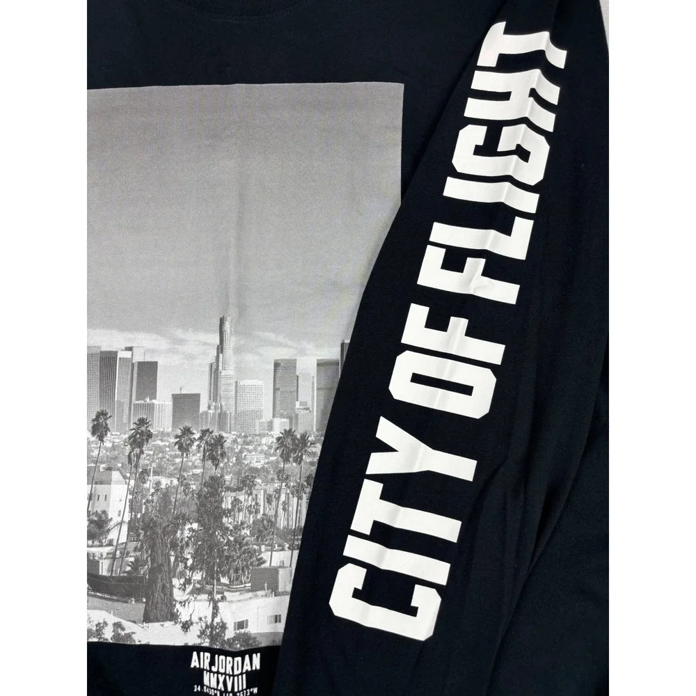 Jordan Mens City of Flight Los Angeles Long Sleeve T-Shirt Black XXL MMXVIII
